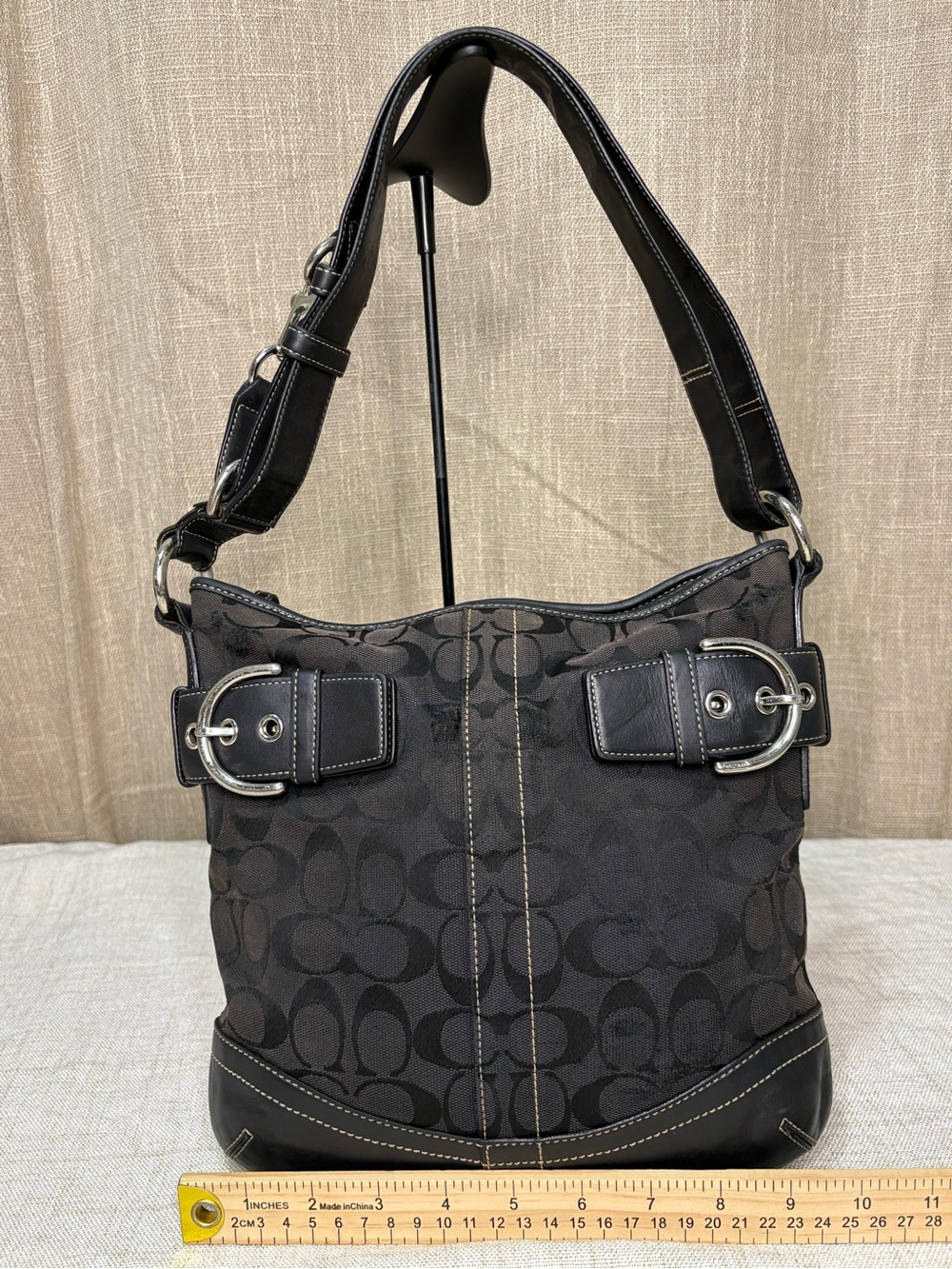 Coach Vintage Soho Black Signature Jacquard Demi Hobo Bag – Style 3574